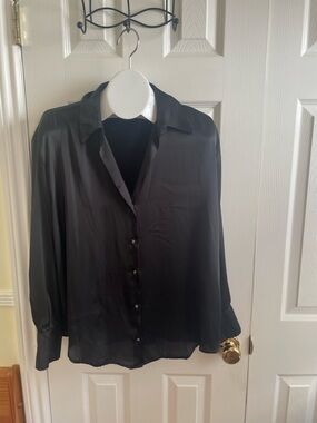 Zara Black Button-Front Dress Shirt